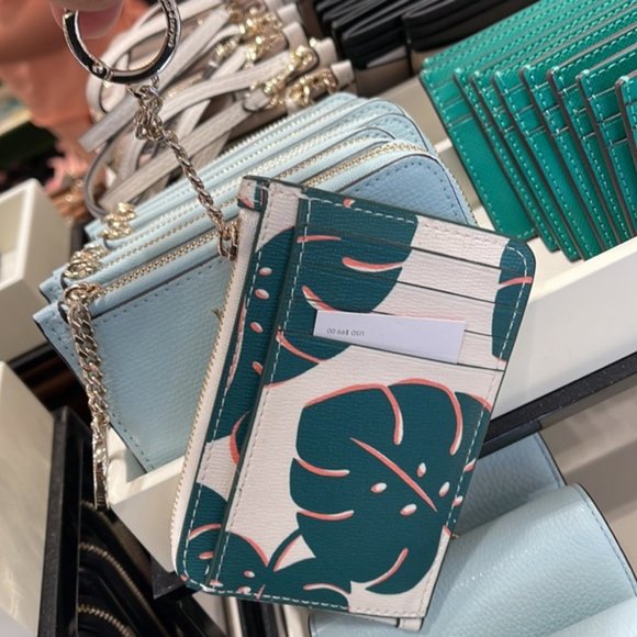 Kate spade Darcy Monstera Leaves Printed Medium L - Zip Card Holder with Keyring - Picture 12 of 12